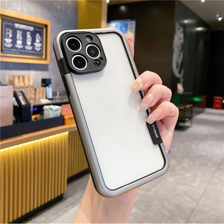 Wolmtt Für Iphone 15 Pro Case Buntes Rahmen Soft TPU Clear Telefonabdeckung - Grau