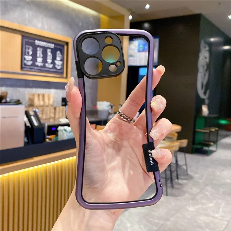 Wolmtt Für Iphone 15 Pro Case Buntes Rahmen Soft TPU Clear Telefonabdeckung - Grau