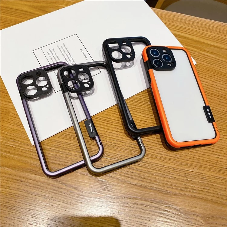 Wolmtt Für Iphone 15 Pro Case Buntes Rahmen Soft TPU Clear Telefonabdeckung - Grau