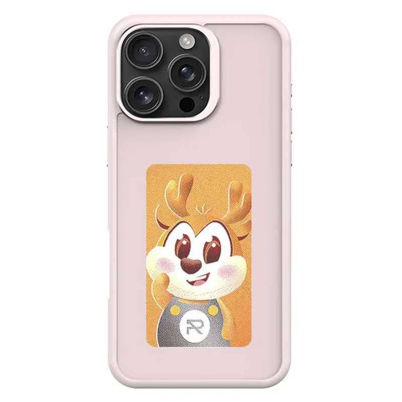For iPhone 16 Pro Max E Ink Phone Cover 4-Color Display Pattern Customized Case - Pink