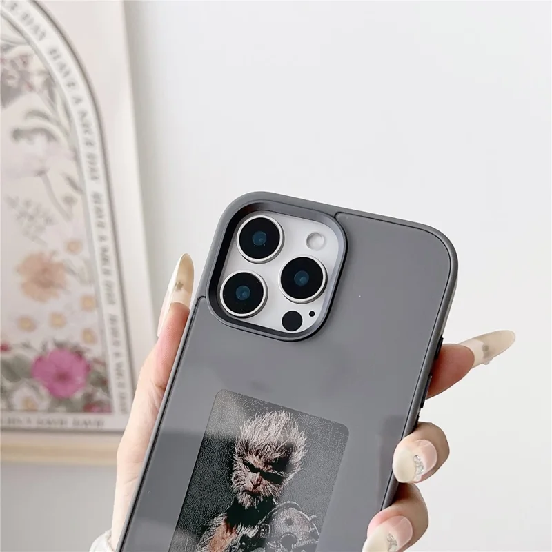 For iPhone 16 Pro Max E Ink Phone Cover 4-Color Display Pattern Customized Case - Pink