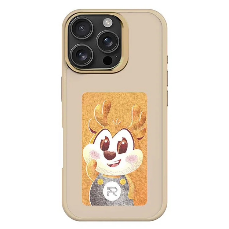 For iPhone 16 Pro Max E Ink Phone Cover 4-Color Display Pattern Customized Case - Gold