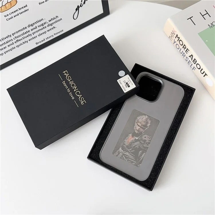Für iPhone 16 Plus E Ink Phone Cover 4-Farb-Display-Muster Angepasster Fall - Schwarz