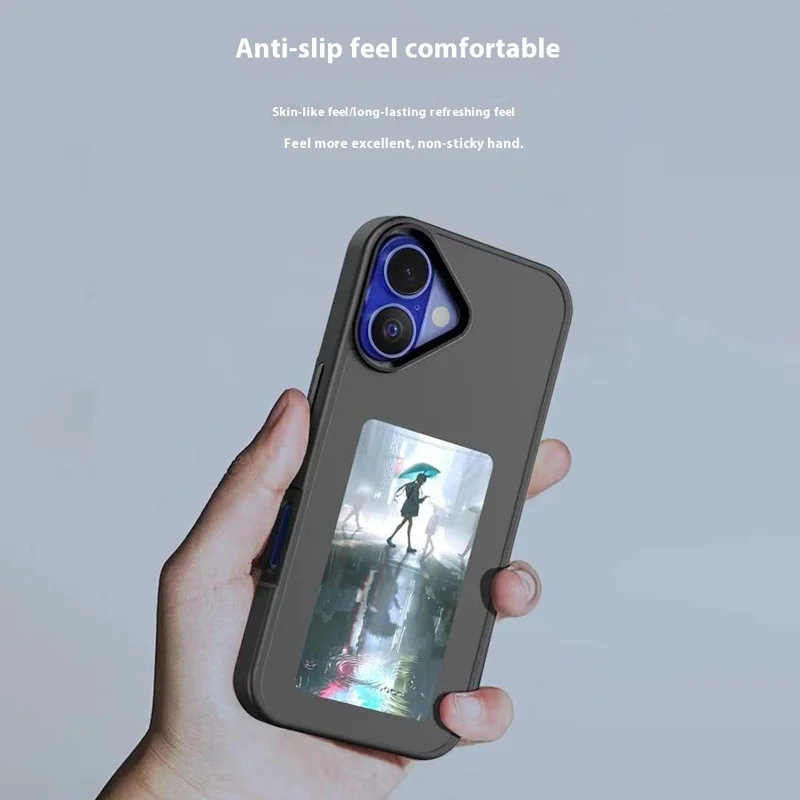 For iPhone 16 Plus E Ink Phone Cover 4-Color Display Pattern Customized Case - White