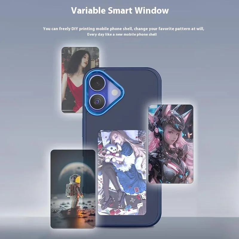 For iPhone 16 Plus E Ink Phone Cover 4-Color Display Pattern Customized Case - White