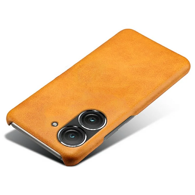 Pour Asus Zenfone 9 5G Texture de Mollet PU Couvrette de Téléphone de Protection Contre Les Chocs en Cuir en Cuir PU Revêtu - Orange
