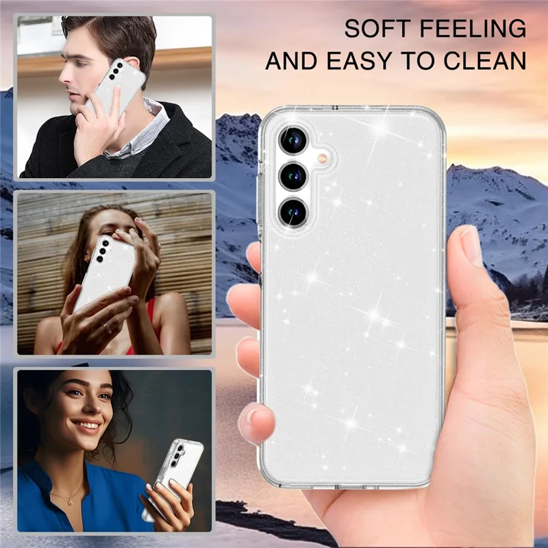 For Samsung Galaxy A16 5G / A16 4G Case TPU+PC Glitter Transparent Phone Cover - Sparkly Glitter White