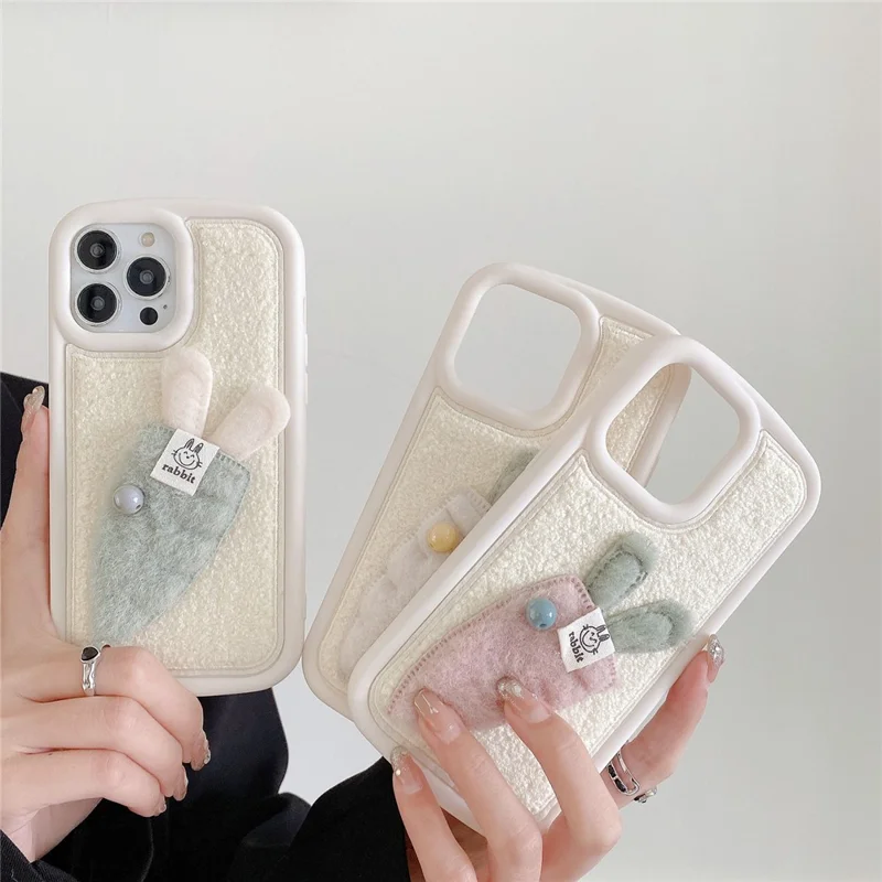 Für Das Iphone 15 Pro Case Warm Warm Plüsch Karotte Weiches Silikon -telefonabdeckung - Grün