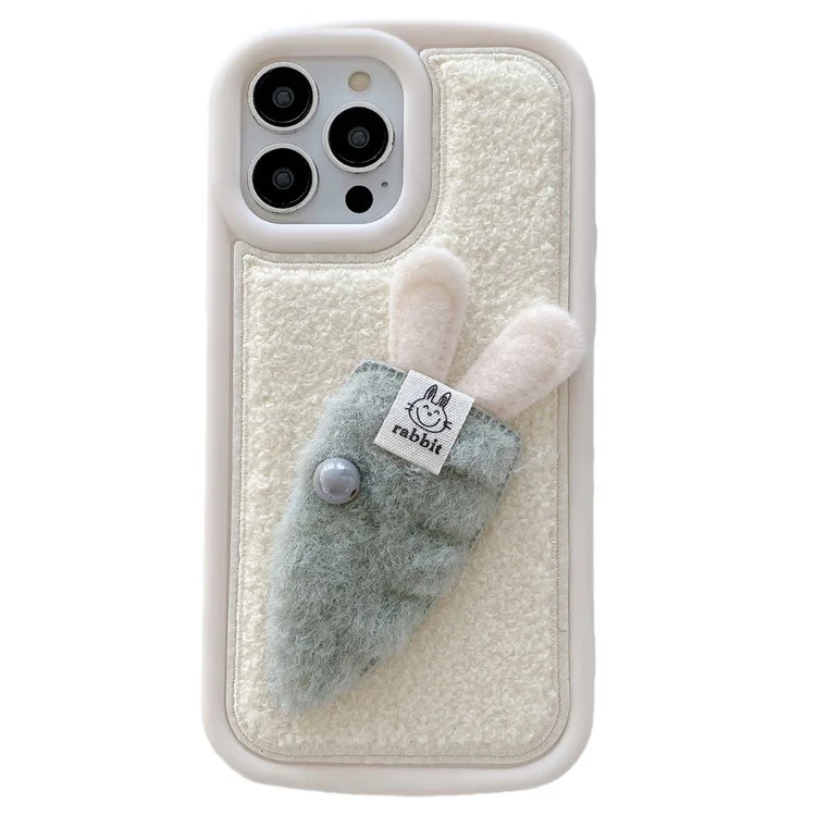 Para Iphone 15 Pro Max Case Warm Plush Zanahoria Soft Silicone Cover - Verde