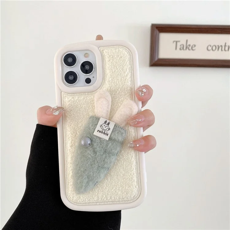 Para Iphone 15 Pro Max Case Warm Plush Zanahoria Soft Silicone Cover - Verde