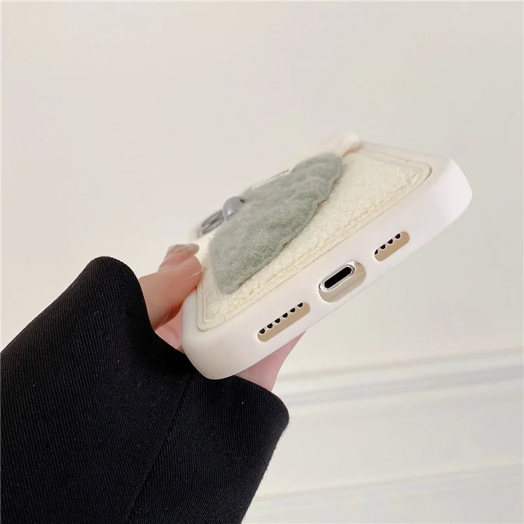 Para Iphone 15 Pro Max Case Warm Plush Zanahoria Soft Silicone Cover - Verde