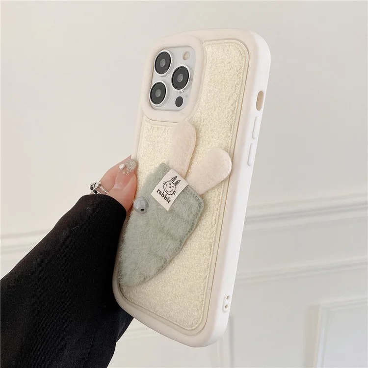 Para Iphone 15 Pro Max Case Warm Plush Zanahoria Soft Silicone Cover - Verde