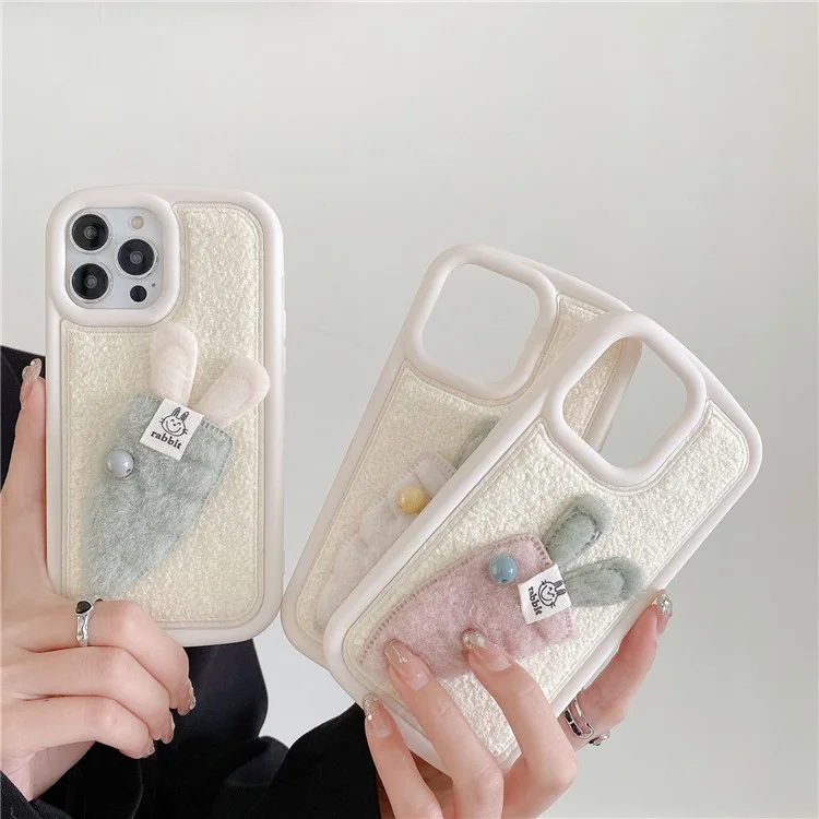Para Iphone 15 Pro Max Case Warm Plush Zanahoria Soft Silicone Cover - Verde
