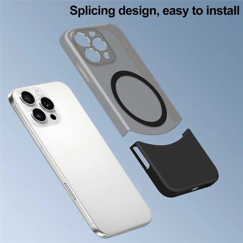 Für iPhone 16 Pro Max Hülle kompatibel mit MagSafe Splicing Color Drop-Proof PC Phone Cover - Schwarz