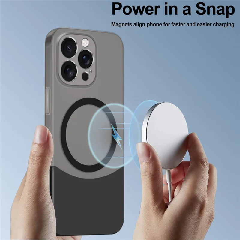 For iPhone 16 Pro Case Compatible with MagSafe Splicing Color Drop-Proof PC Phone Cover - Black