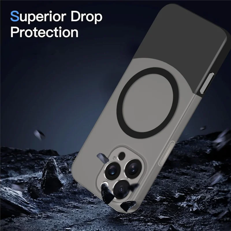 For iPhone 16 Pro Case Compatible with MagSafe Splicing Color Drop-Proof PC Phone Cover - Black