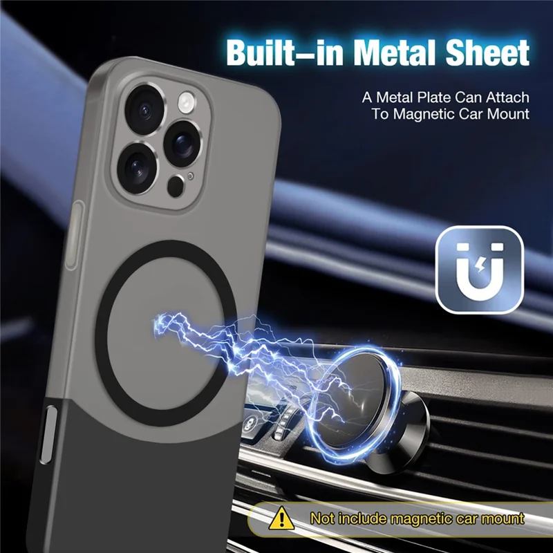 For iPhone 16 Pro Case Compatible with MagSafe Splicing Color Drop-Proof PC Phone Cover - Black