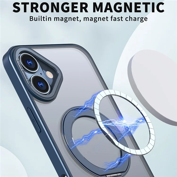 Для Iphone 16 Case Roving Magnetic Kickstand Acryl+tpu Shockper Phone Cope - Синий