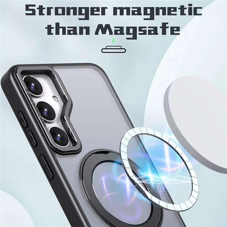 Para Samsung Galaxy S24 Case Rotando la Torta Magnética Acrílico+tpu Cubierta Del Teléfono a Prueba de Choque - Negro