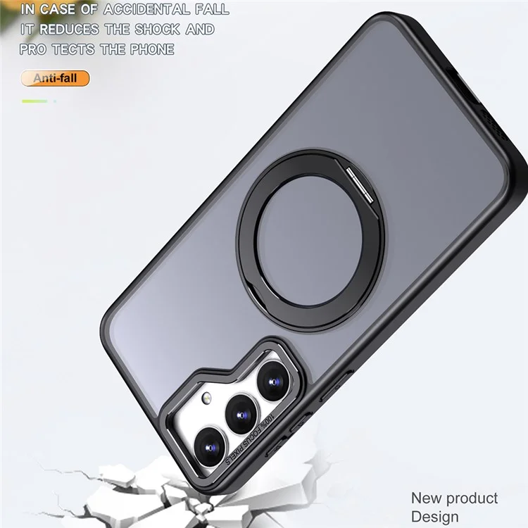 Para Samsung Galaxy S24 Case Rotando la Torta Magnética Acrílico+tpu Cubierta Del Teléfono a Prueba de Choque - Negro