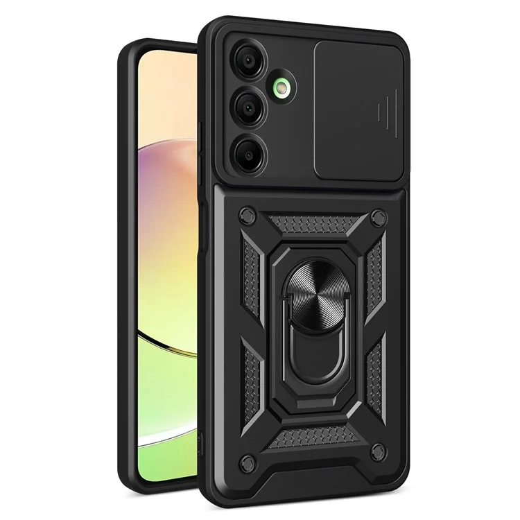 Para Samsung Galaxy A16 5G / A16 4G Capa com Tampa Deslizante da Câmera PC+TPU Suporte de Apoio para Telefone - Preto
