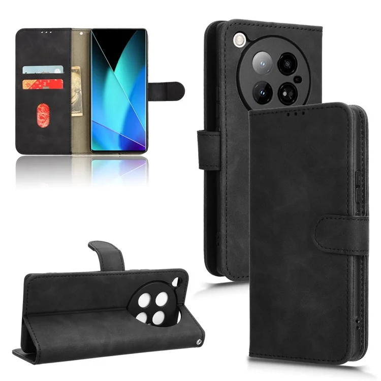 Pour Infinix Zero 40 4G Étui en cuir Skin-Feel Anti-Drop Wallet Flip Phone Cover - Noir