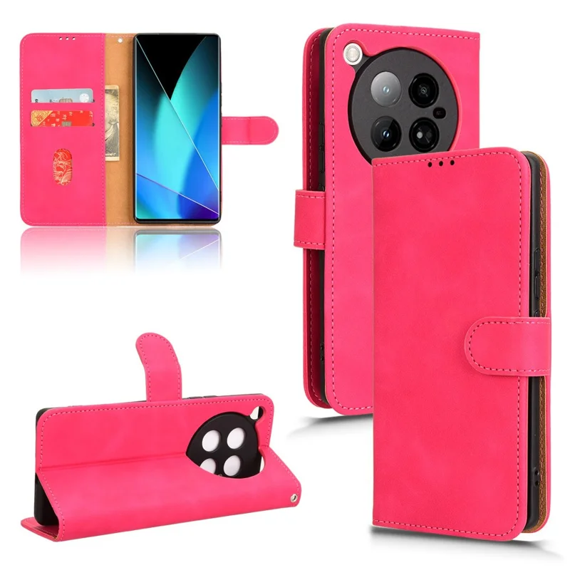 For Infinix Zero 40 4G Leather Case Skin-Feel Anti-Drop Wallet Flip Phone Cover - Rose