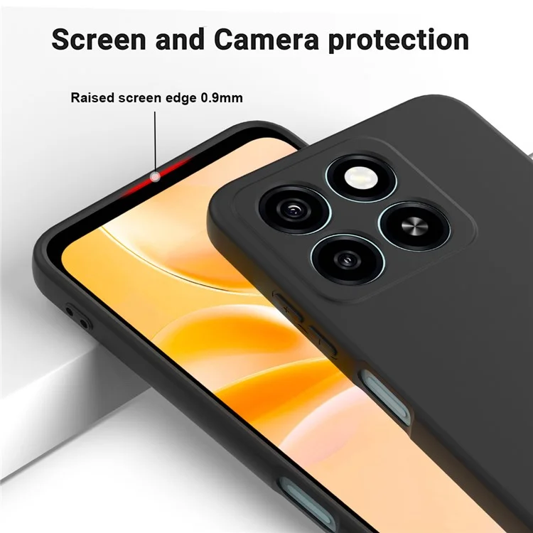 For ZTE Blade A55 / A35 Case Liquid Silicone Anti-Scratch Phone Cover with Hand Strap - Black