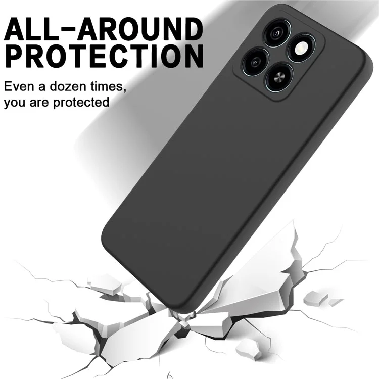 For ZTE Blade A55 / A35 Case Liquid Silicone Anti-Scratch Phone Cover with Hand Strap - Black