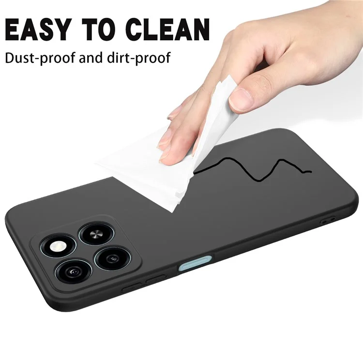 For ZTE Blade A55 / A35 Case Liquid Silicone Anti-Scratch Phone Cover with Hand Strap - Black