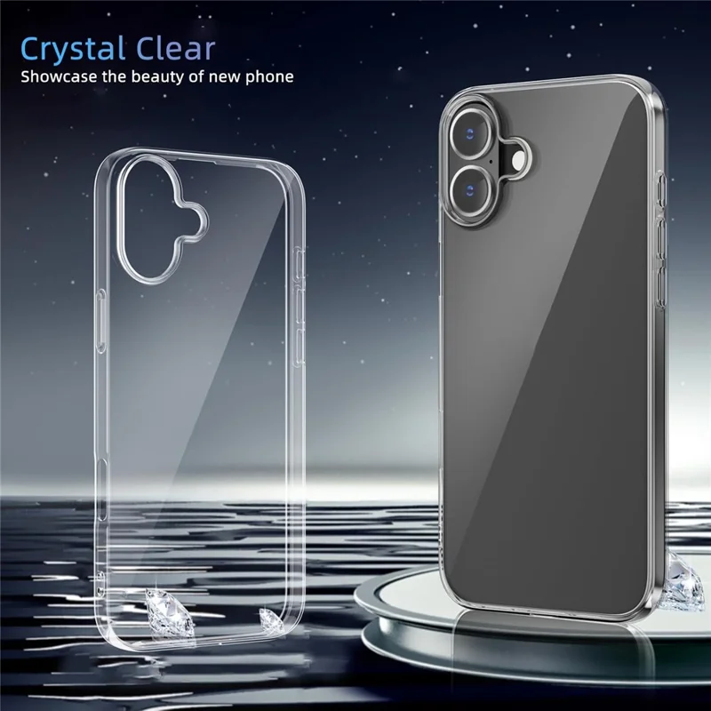 For iPhone 16 Plus Clear TPU Anti-Scratch Phone Case + Tempered Glass Lens Film + 2.5D Arc Edge Screen Protector