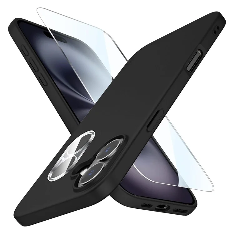 Для Iphone 16 Матового TPU Chase Phone Case + Themed Glass Lins Film + 2,5d Arc Ercher Protector