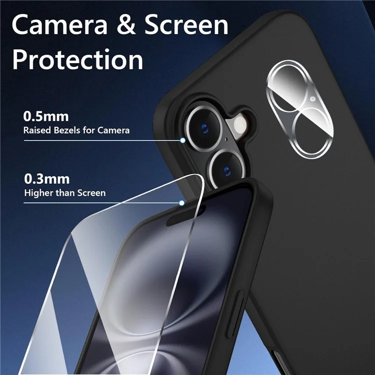 Для Iphone 16 Матового TPU Chase Phone Case + Themed Glass Lins Film + 2,5d Arc Ercher Protector