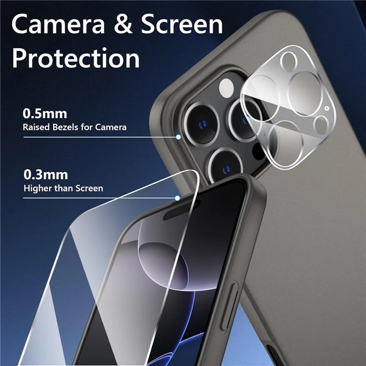 Для Iphone 16 Матового TPU Chase Phone Case + Themed Glass Lins Film + 2,5d Arc Ercher Protector