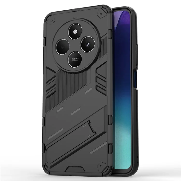 Pour Xiaomi Poco C75 4G / Redmi 14R 5G / 14C 4G Étui PC+TPU Antichoc avec Support de Béquille - Noir