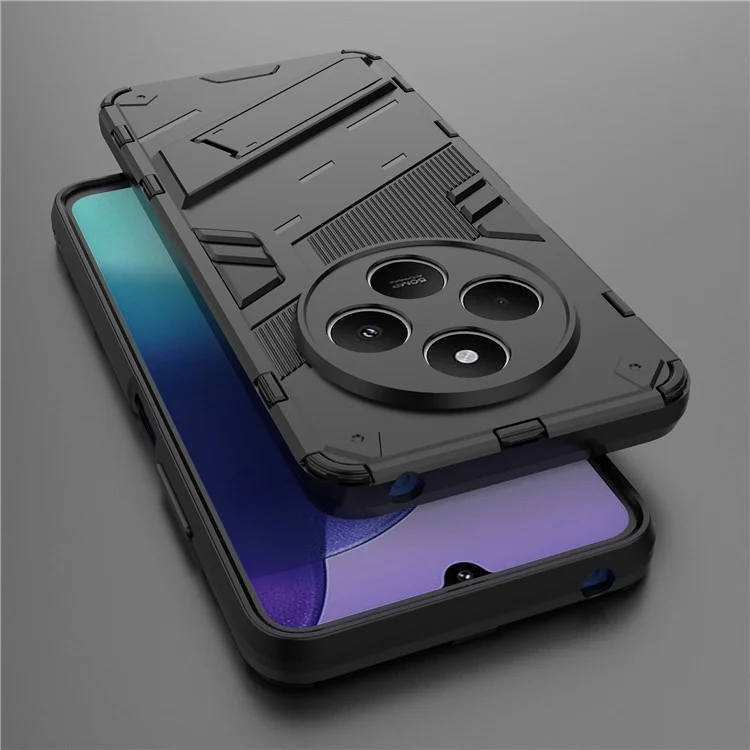 Pour Xiaomi Poco C75 4G / Redmi 14R 5G / 14C 4G Étui PC+TPU Antichoc avec Support de Béquille - Noir