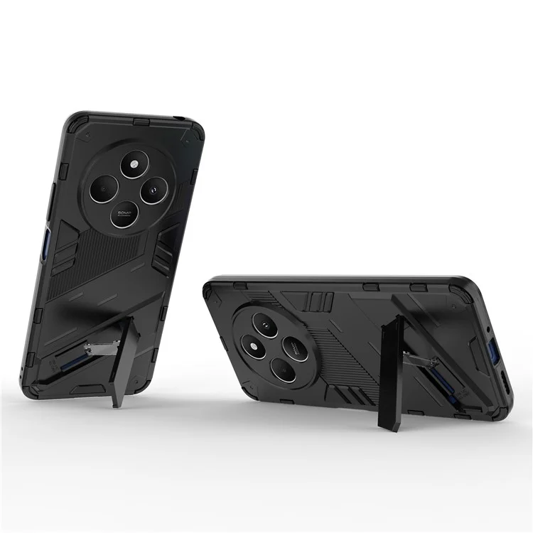 Pour Xiaomi Poco C75 4G / Redmi 14R 5G / 14C 4G Étui PC+TPU Antichoc avec Support de Béquille - Noir