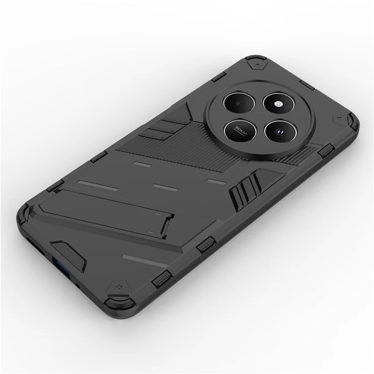 Pour Xiaomi Poco C75 4G / Redmi 14R 5G / 14C 4G Étui PC+TPU Antichoc avec Support de Béquille - Noir