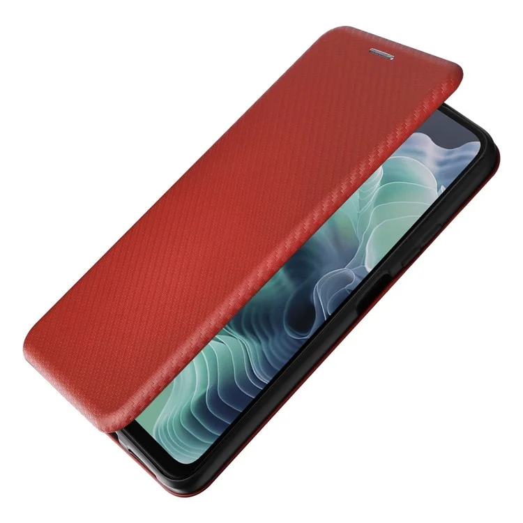 Para Motorola Moto G35 Case 5G Fibra de Carbono Textura PU PU Cubierta de Cuero PU Cubierta - Marrón
