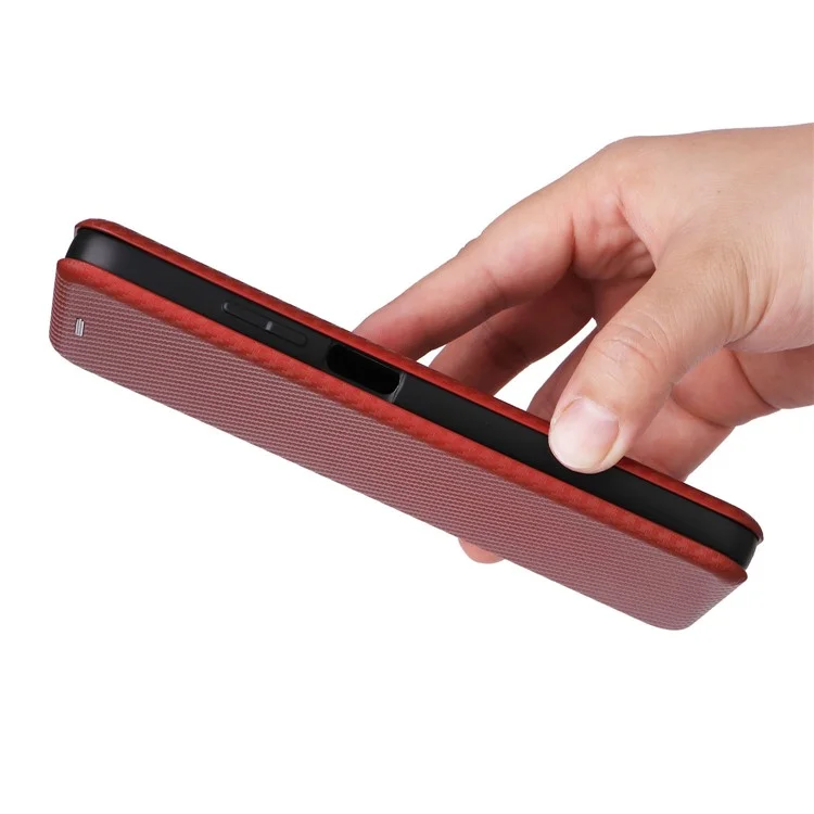 Para Motorola Moto G35 Case 5G Fibra de Carbono Textura PU PU Cubierta de Cuero PU Cubierta - Marrón