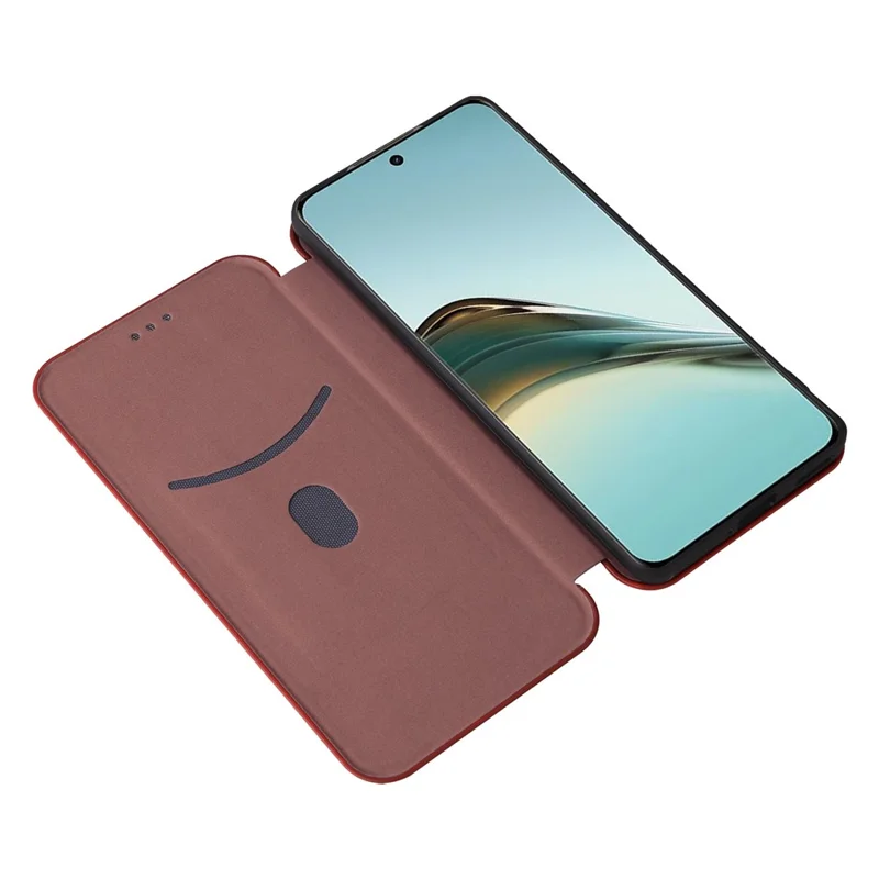 Per Realme 13 Pro 5G / 13 Pro+ 5g Case di Texture in Fibra di Carbonio Copertina di Telefono in Pelle PU - Marrone