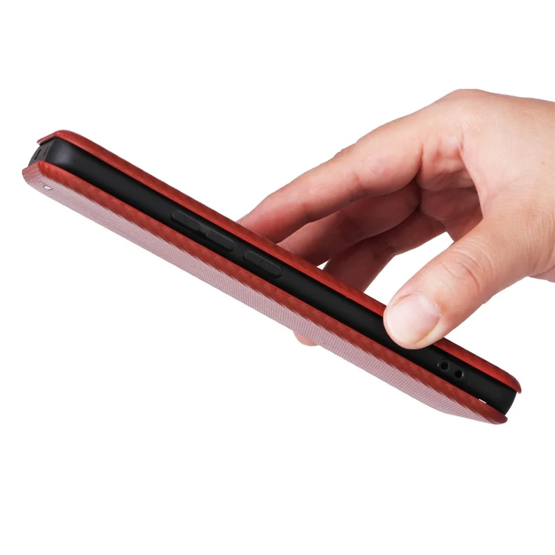 Per Realme 13 Pro 5G / 13 Pro+ 5g Case di Texture in Fibra di Carbonio Copertina di Telefono in Pelle PU - Marrone
