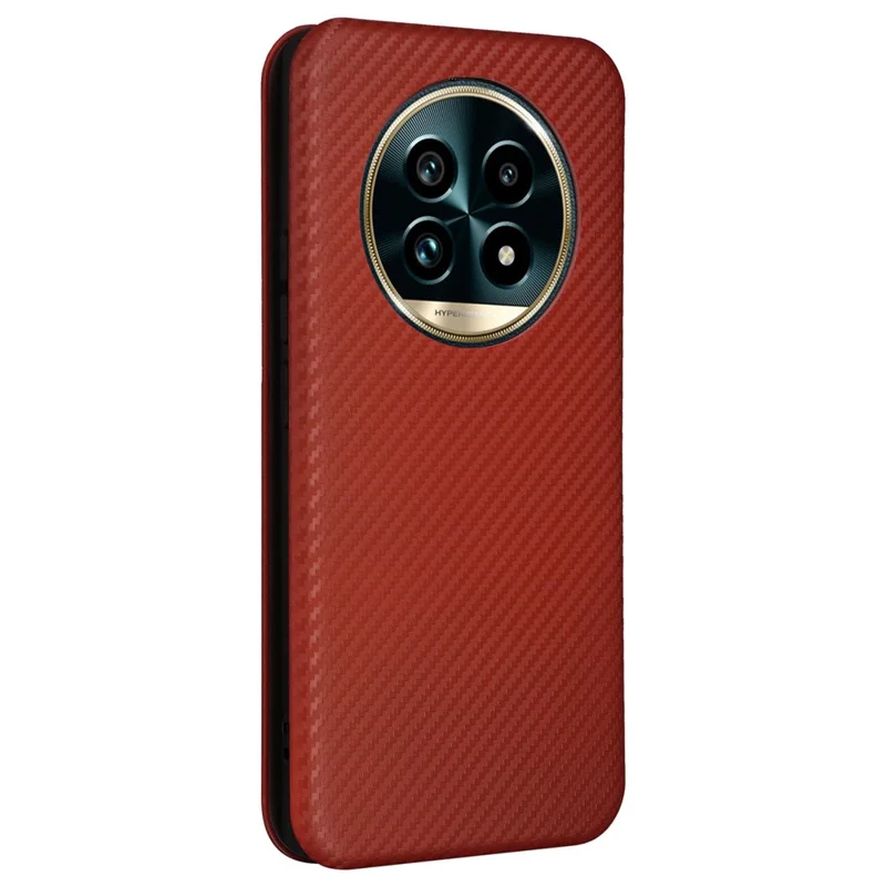 Per Realme 13 Pro 5G / 13 Pro+ 5g Case di Texture in Fibra di Carbonio Copertina di Telefono in Pelle PU - Marrone