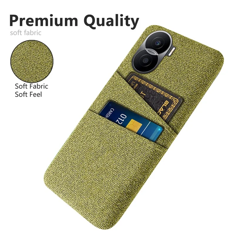 For Honor X40i 5G Cloth Texture Phone Case Dual Card Slots Anti-scratch Hard PC Protective Cover - Yellow