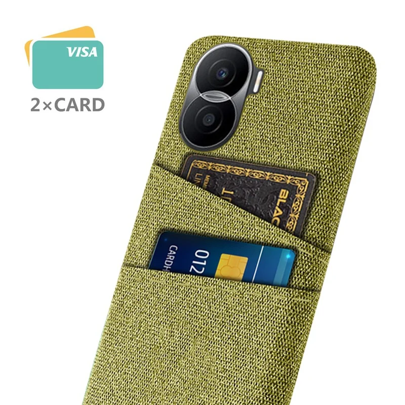 For Honor X40i 5G Cloth Texture Phone Case Dual Card Slots Anti-scratch Hard PC Protective Cover - Yellow