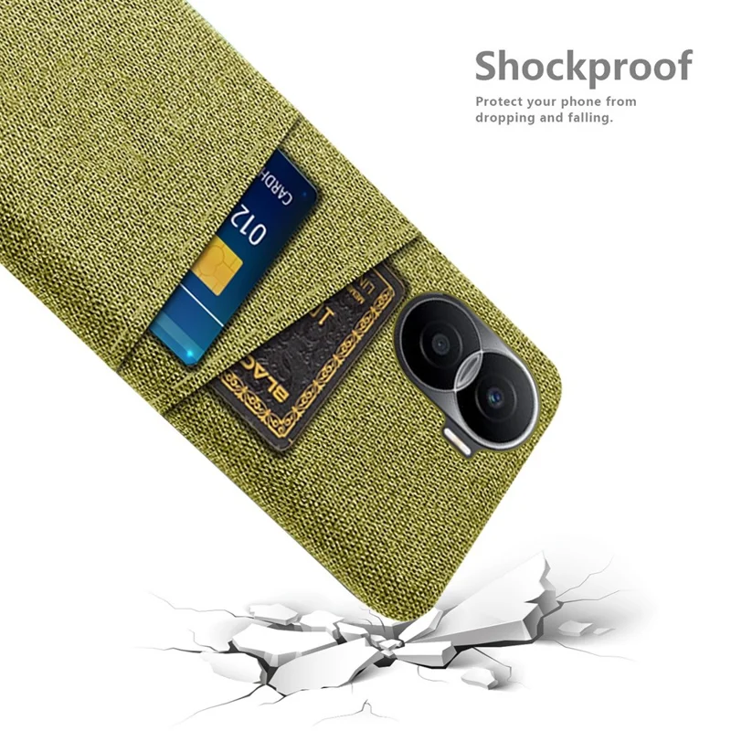 For Honor X40i 5G Cloth Texture Phone Case Dual Card Slots Anti-scratch Hard PC Protective Cover - Yellow