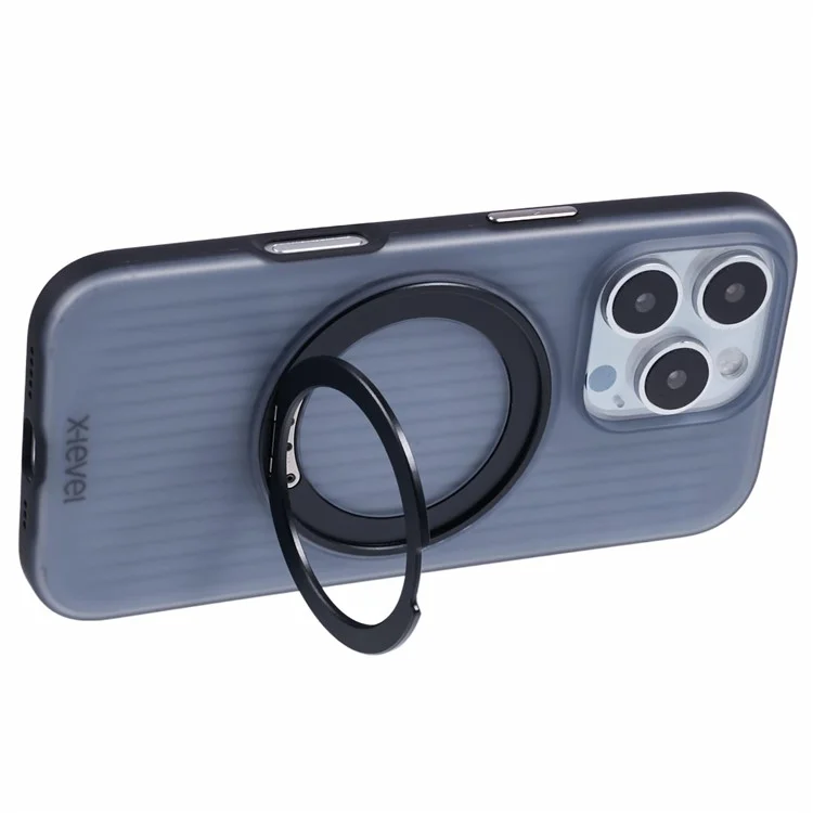 Leveau x Pour L'iphone 16 Pro Case Rotation Magnetic Kickstand pc + Tpu Téléphone - Noir