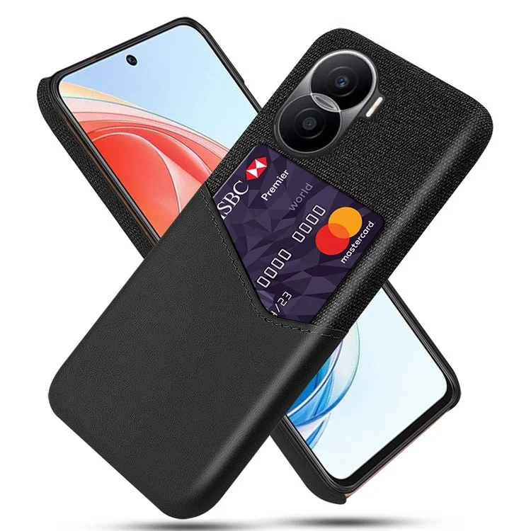 Per Onore X40i 5G Copertina di Cellulare Texture Anti-scratch Copertura Per Telefono Cellulare PU Peth+ PC Card Case di Protezione - Nero