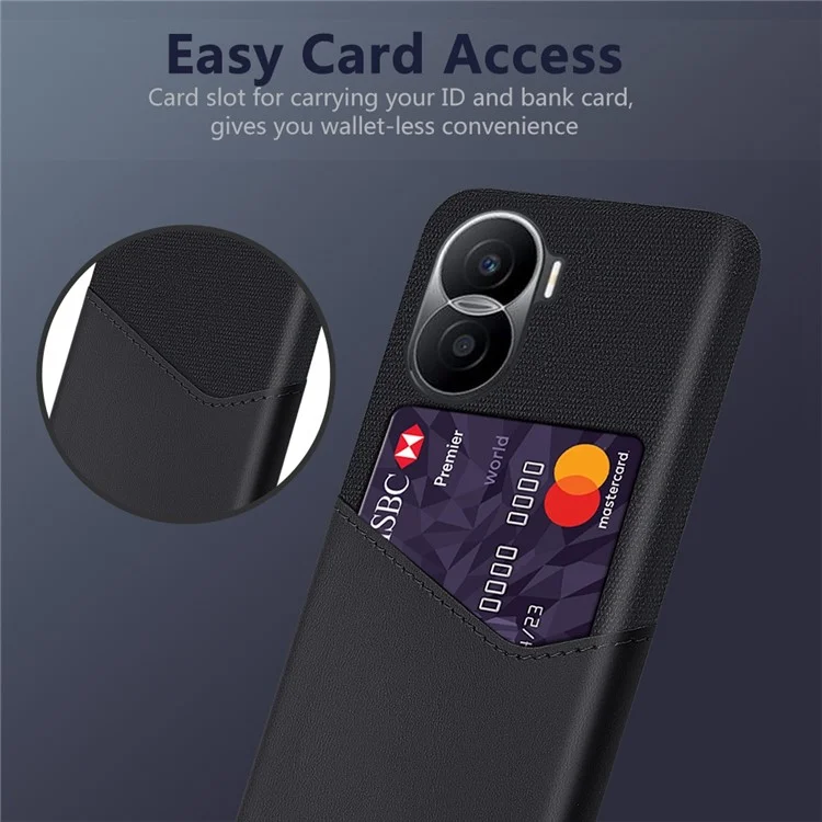 Per Onore X40i 5G Copertina di Cellulare Texture Anti-scratch Copertura Per Telefono Cellulare PU Peth+ PC Card Case di Protezione - Nero