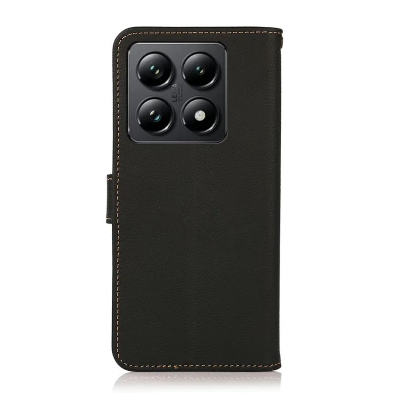 KHAZNEH Per Xiaomi 14T Pro Case Genuine Cow Leather Wallet Phone Cover - Nero
